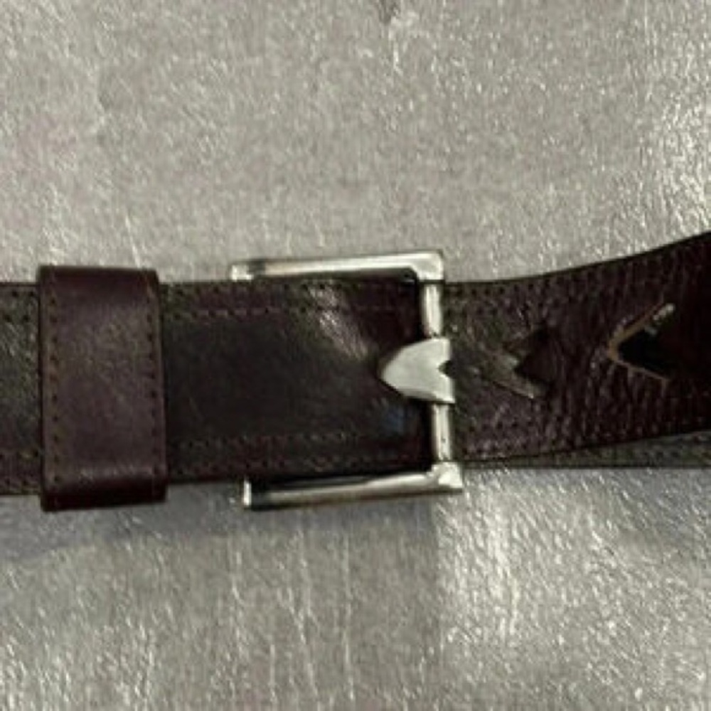 Women's Dark Brown Leather Belt with Chevron Cutouts - Picture 4 of 5